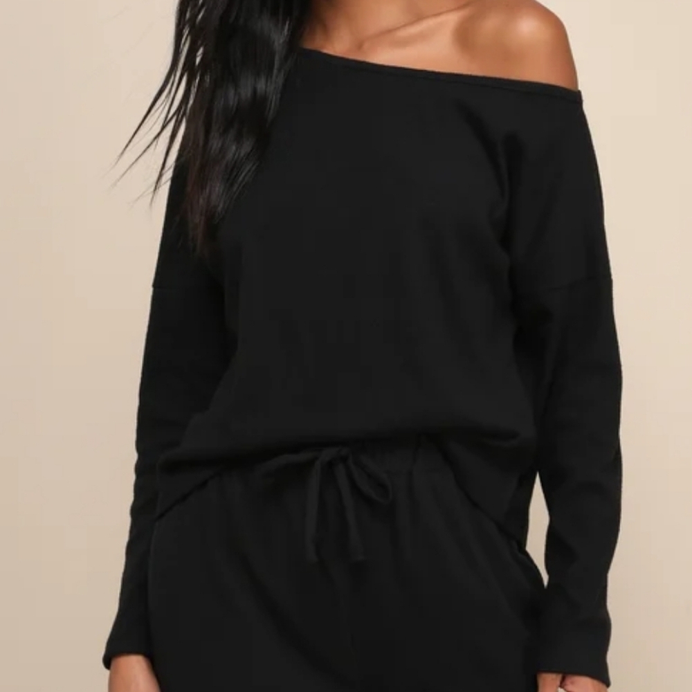 Lulu's Black Ribbed Long Sleeve Sweater - Picture 4 of 13